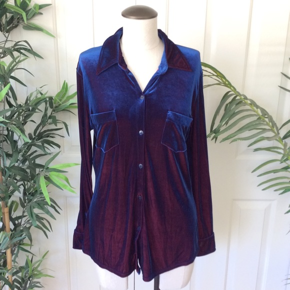Iridescent Blue Velvet Shirt | Poshmark